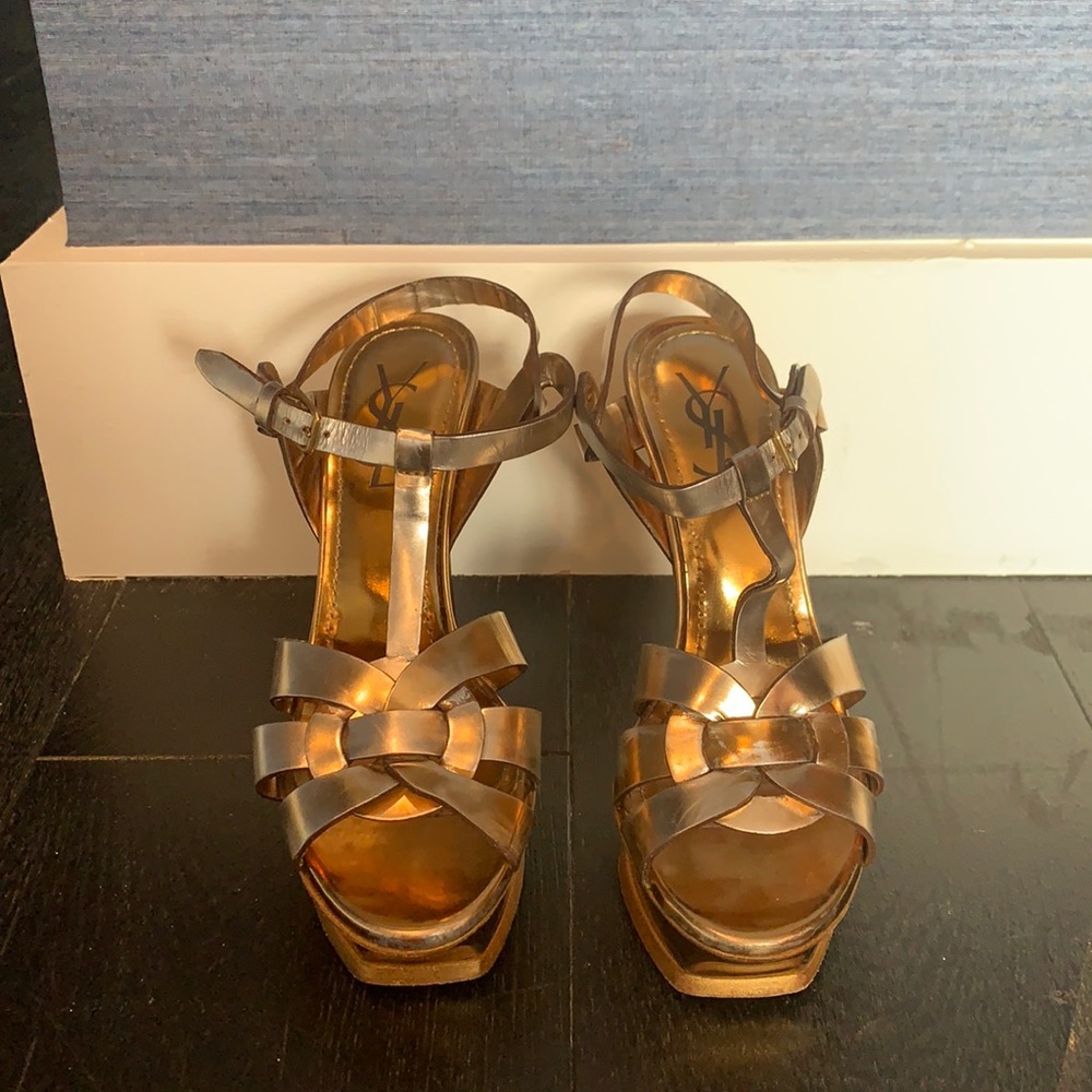 Saint Laurent Tribute Leather Stiletto Sandals